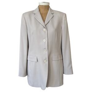 Donna Erre Single Breasted Blazer Jacket Size 48 US 12 Made in Italy EUC Beige